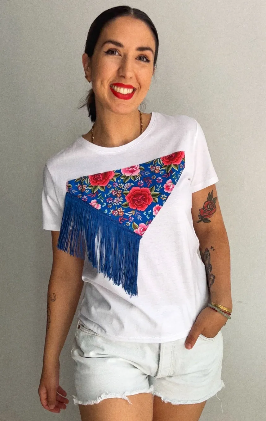 Camiseta mantón Manila Azul